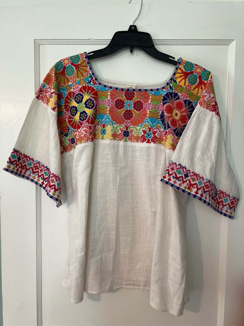 Ivy Jane Confetti Of Colors Embroidered Cotton Peasant Blouse